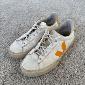 Veja White Sneakers with Orange Details